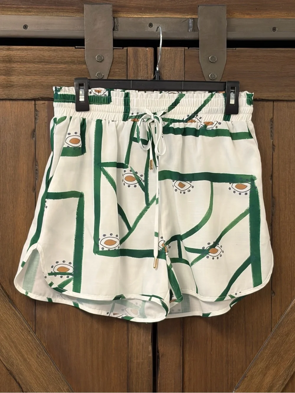 Commense Print Drawstring Relaxed Summer Linen Blend Shorts Size Large